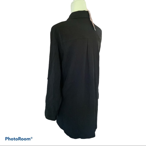 Calessa Black Multicolor Bohemian long sleeve embroidered button down shirt S - Picture 4 of 16